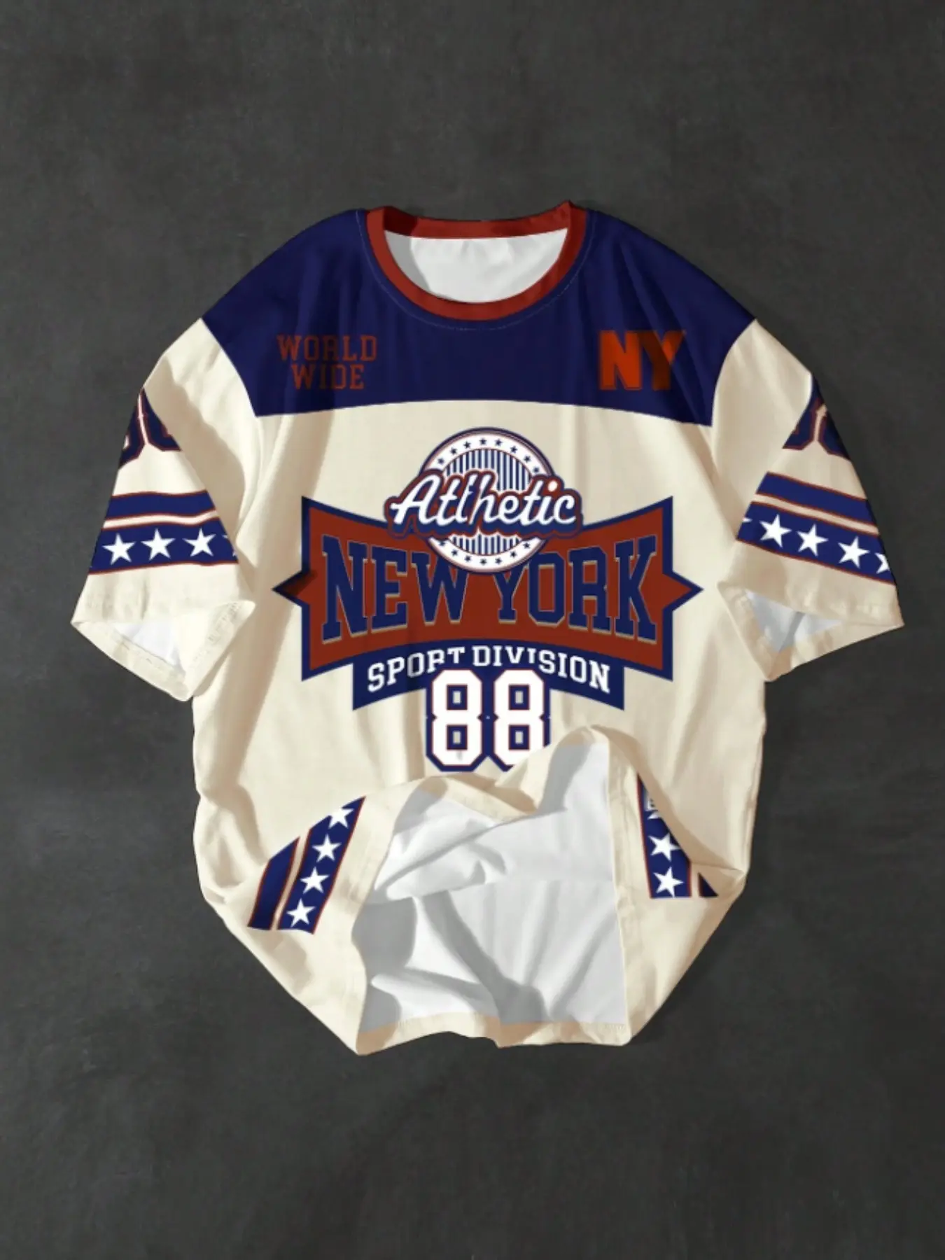 Men's New York Sports 88 Number T-Shirt, Sportswear Top, Casual Sportswear, Sport Star Pattern Short Sleeve, Baseball Football Stylish Jersey Round Neck, Y2K Street Vintage Style
