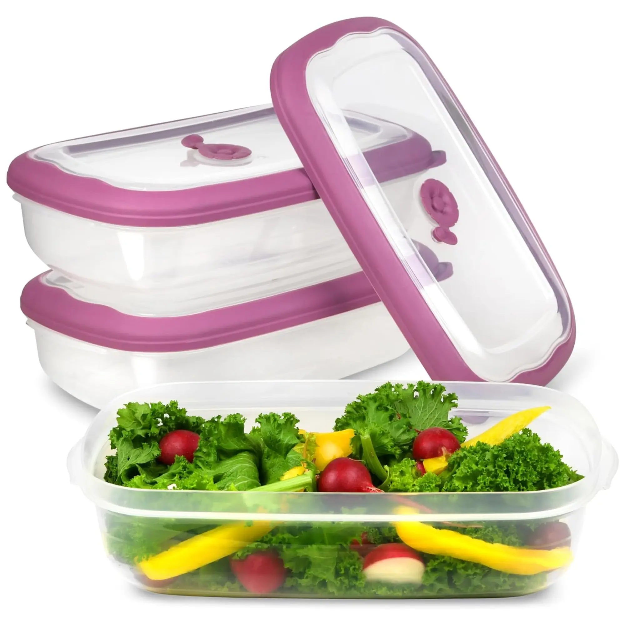 Plastic Food Storage Containers With Lids - 53 Oz Airtight Container Box for Food Storage, Kitchen Freezer, Microwave And Dishwasher Safe, Steam Vent Lids, BPA-Free Food Container