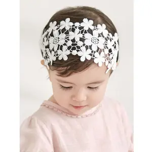 Baby Girl Floral Headband, Cute Baby Baptism Headband, Soft Lace Hairband, Newborn Toddler Birthday Party Photo Accessory, Flower, Flower Headbands