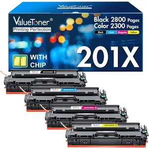 Toner Compatible For HP 201X Toner Cartridges 4 Pack High Yield CF400X CF401X CF402X CF403X For Color Laserjet Pro MFP M277dw M252dw M277c6 M277n M252n M277 (Black Cyan Yellow Magenta)