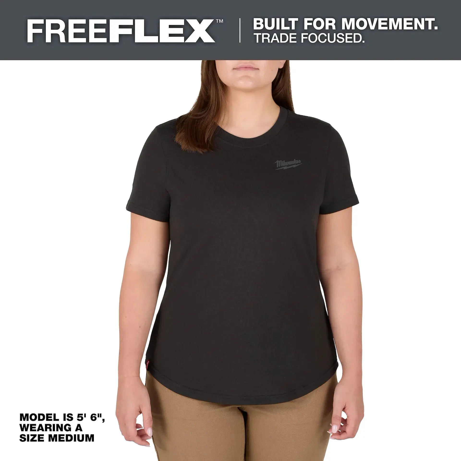 Milwaukee F452 Women's FREEFLEX™ Hybrid Round Neck Top - Breathable, Comfortable, Shortsleeve T-Shirt, Tshirt, Moisture Wick, Casual, Forward Cut, Cotton-Poly