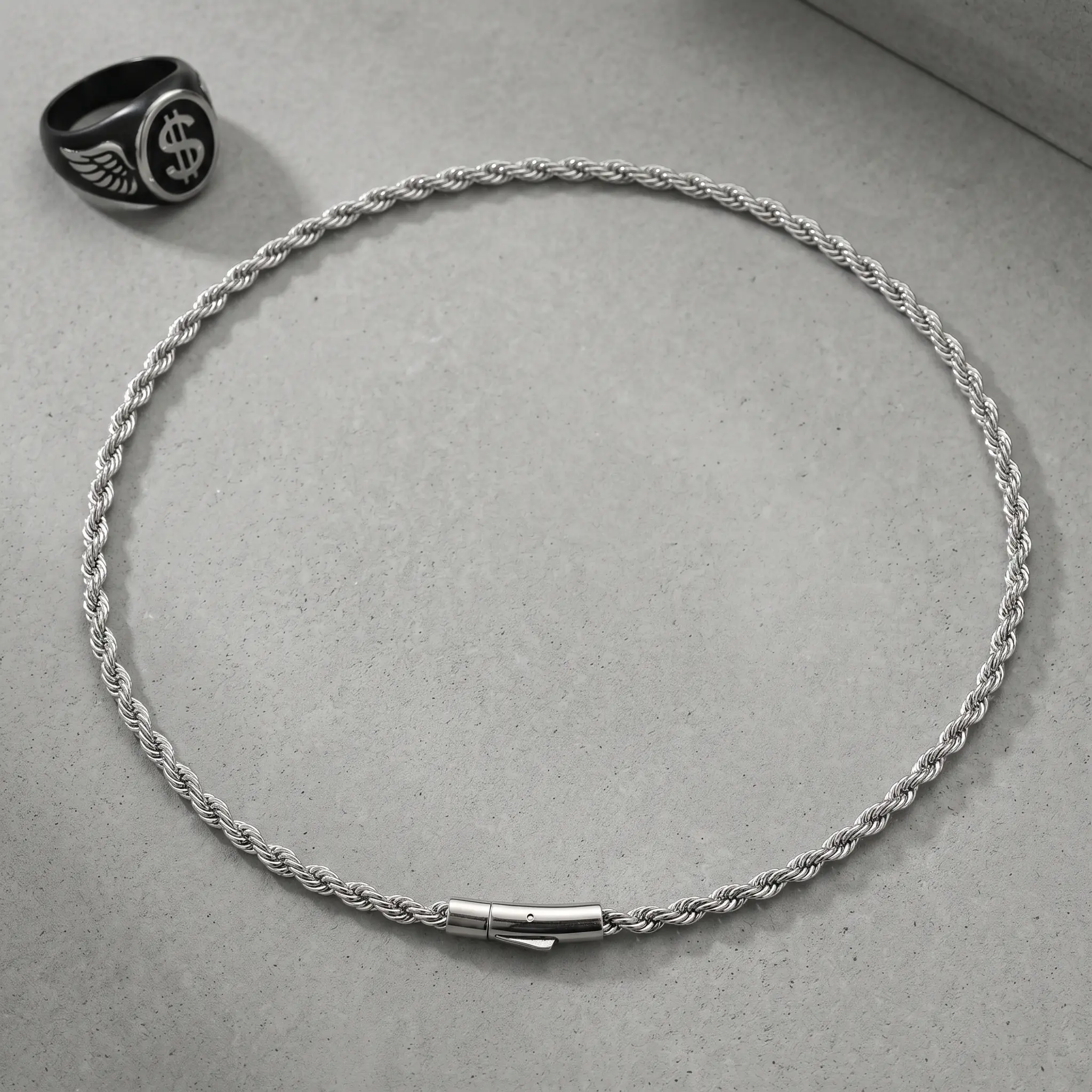 Unisex Twisted Rope Chain Necklace - 316L Stainless Steel Braided Jewelry, Hypoallergenic Waterproof, Slim Minimalist for Layering, Multi-Size 3-5mm Chain Link, Ideal for Birthday Street Style Accessories