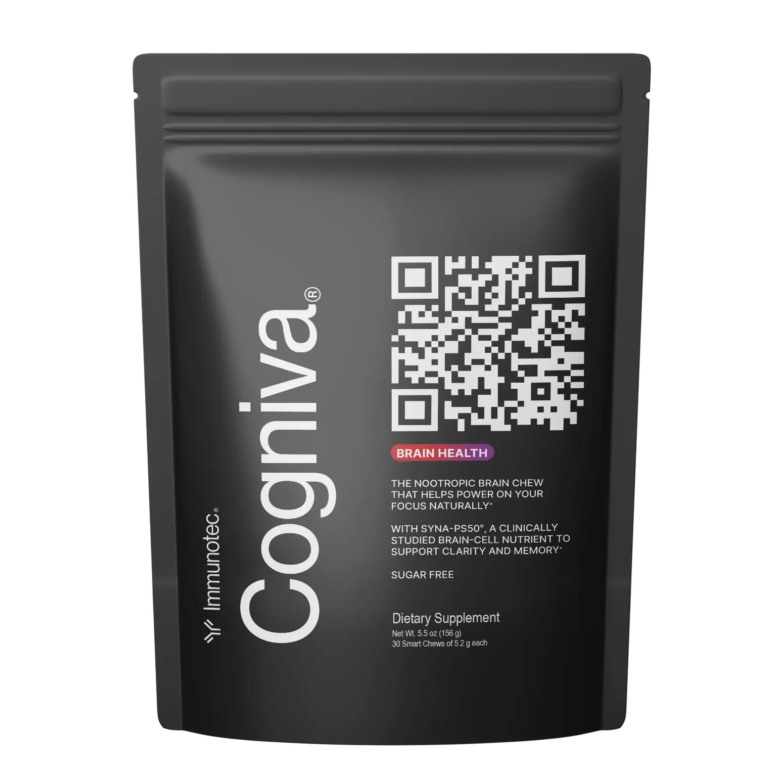 Immunotec Cogniva Chewable Brain Health Supplements - Clean, Sugar-Free Smart Chews with SYNA-PS50, Phosphatidylserine, Chromium (as Chromium Picolinate)-40 mcg, Vegan, Gluten-Free, 30 ct for Concentration, Memory Support