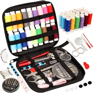Basic Sewing Kit with Needles & Threads, Essential Sewing Supplies for Beginners, Home Use, Travel, Emergency Kits Include Scissors & Measure Tape