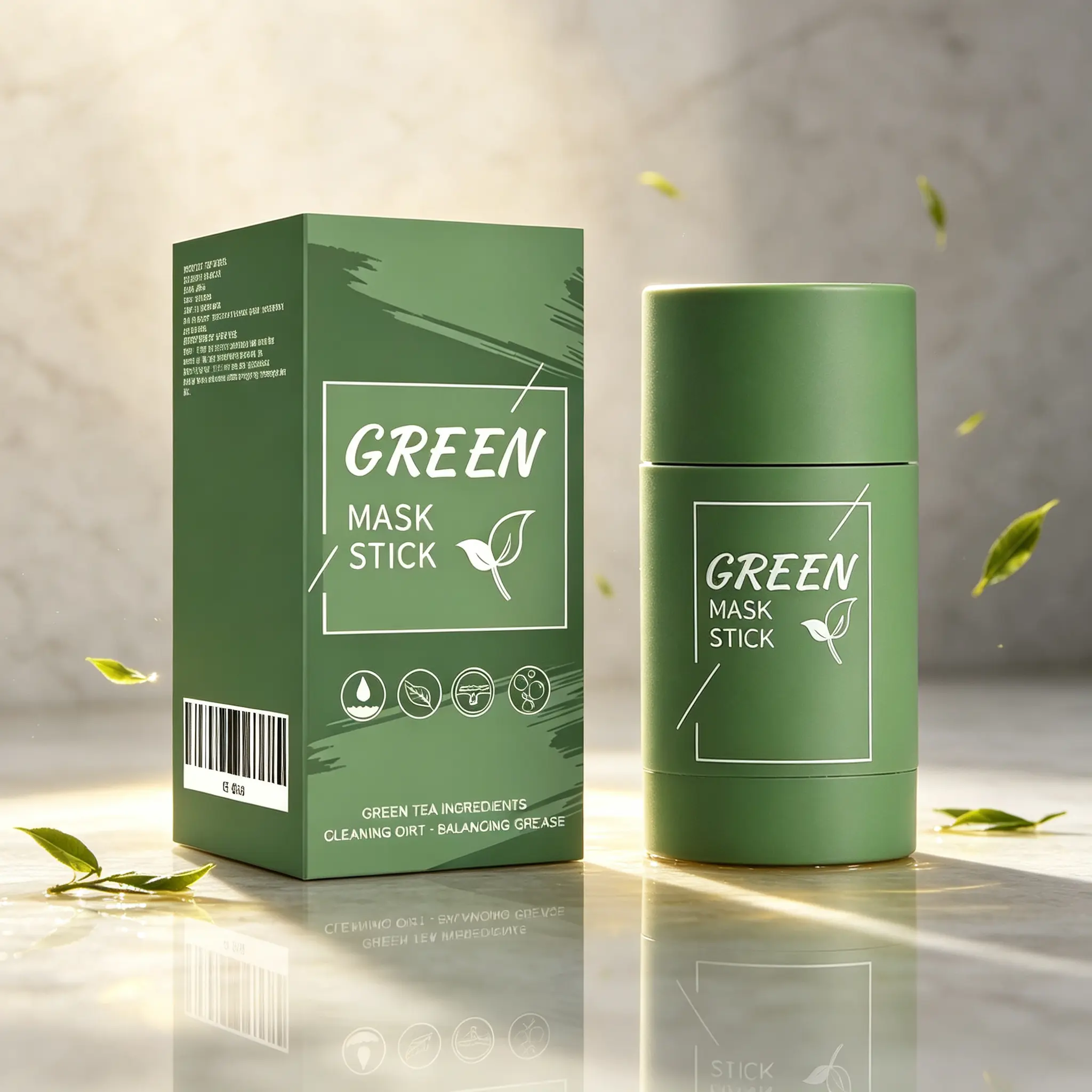 Twist-Up Green Mask Stick – Easy Application, No Mess! Deep Cleans & Balances Oily Skin with Green Tea 30g