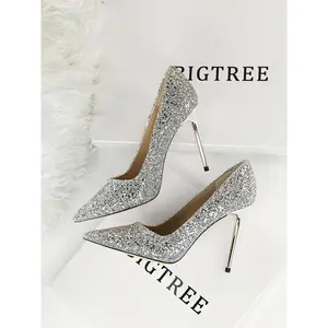 Women's Rhinestone Decorated Classy Stiletto Heels, Prom Heels, Elegant Glitter Pointed Toe High Heel Shoes for Party, Banquet, Pointy Heels, Fashionable Stylish Heeled Shoes for Daily Wear, Glittering Stiletto Pumps, Heels To School, Footwear(Sheets)
