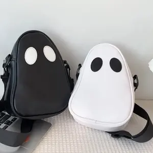 Halloween Shoulder Bag - Fun Ghost Color Block Splicing Design, PU Material, Compact & Stylish, Perfect for Men & Women