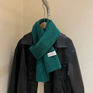 Winter Men's Scarf Solid Color Soft Knitted Korean Couple Versatile Trend Warm Drawstring Acrylic Wool Blend