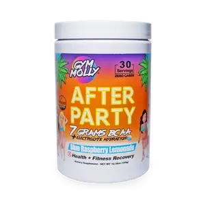 Gym Molly After Party Vegan BCAA Powder, Electrolyte Powder, BCAA Amino Acids After Post Workout Recovery Drink, Zero Carbs, Zero Sugar, 35 Calories Caffeine-Free