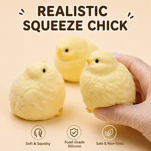Fluffy Chick Squishy Toy - Super Soft Silicone Stress Relief Fidget, ASMR Satisfying Squeeze Toy for Anxiety & ADHD, Cute Kawaii Chicken Plush Squishies