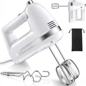 Electric Hand Mixer,  300W Hand Mixer Electric Handheld with 304 Beaters, Dough Hook,Hand Held Mixer with Turbo for Baking Cakes, Eggs, Cream (White)