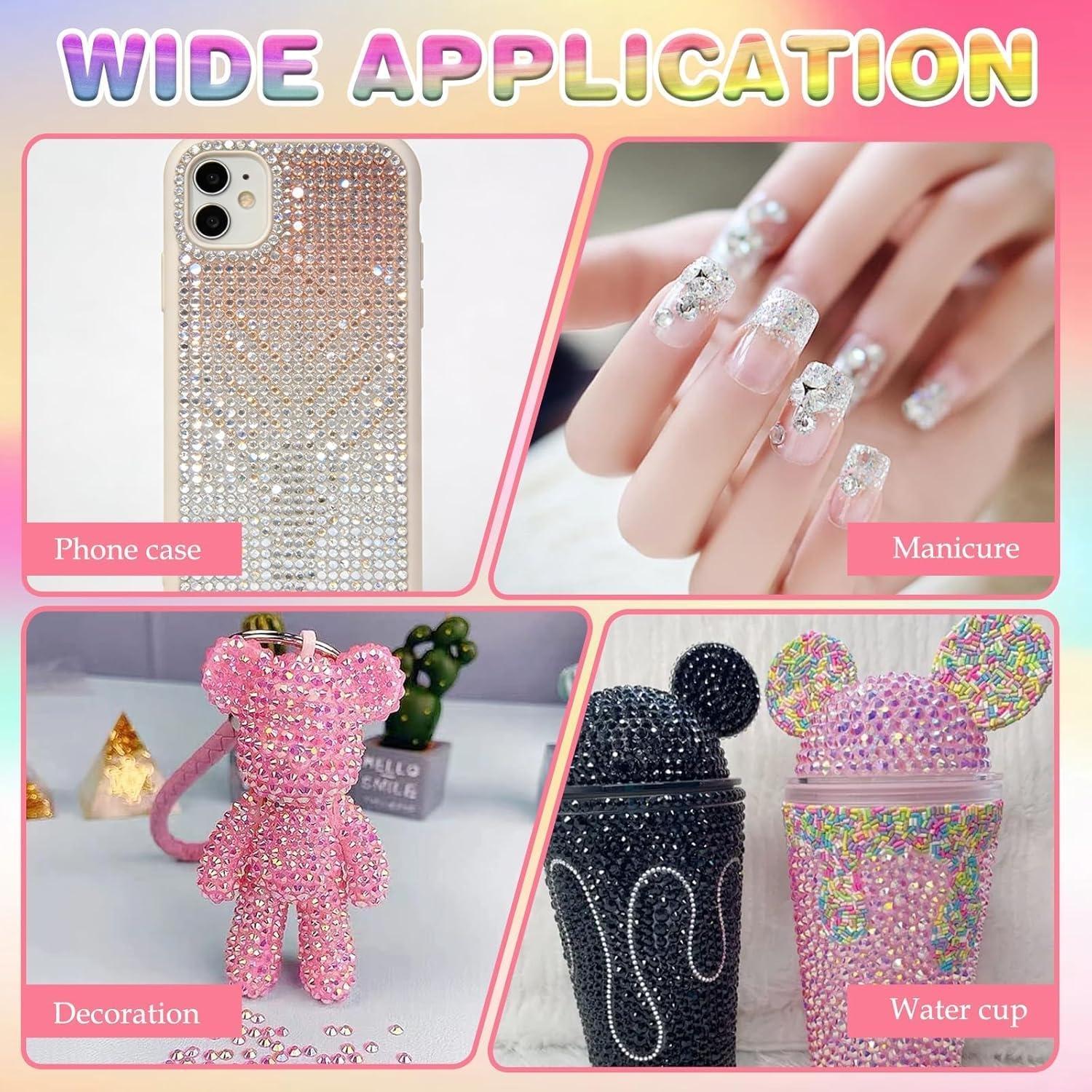 2026 Upgrade Resin Jelly Rhinestones for Bedazzling, 3mm Multicolor Flatback Gems for Diamond Art Clothing Shoes Nail Make Up Book, Bedazzler Kit Ideal for Mother's Day Graduation Season