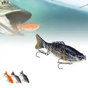 Bionic Swimming Lure with Propeller Tail, Jointed Pencil Hard Lure for Bass Pike Walleye, Freshwater Fishing Lures with Rattling Sound and BKK Hooks, Slow Sinking Multijointed Swimbait