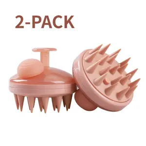 2 Pack Fillable Silicone Scalp Massager Brush for Gentle Scrubbing & Dandruff Removal, Bathroom Cleaning Accessory - Use with Shampoo in Shower Body Care Tools