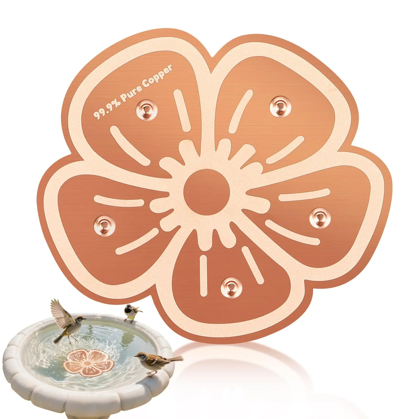 99.99% Pure Copper Bird Bath Purification Disk - 0.6mm Thick, 5-Point Support, Physical Water Cleaning, Mosaic Butterfly Water Treatment Product, All-Season Outdoor Birdbath & Garden Bowl Fit (Home Improvement, Garden Supplies Decor), Mosaic Butterfly Wat