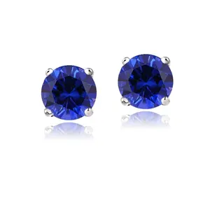 Sapphire Stud Earrings in Sterling Silver
