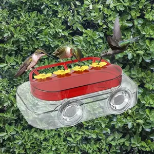 Window Hummingbird Feeder, Outdoor Hummingbird Feeder, Strong Suction Cups Hummingbird Feeder with Ant Moat, Plastic Wild Bird Feeder with 4 Feeding Ports, Easy to Clean and Refill, Bird Feeder for Window