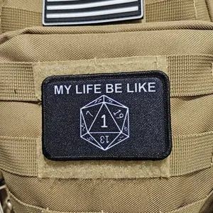my life be like critical fail d20 dnd meme 2"x3" removable morale patch with hook and loop backing
