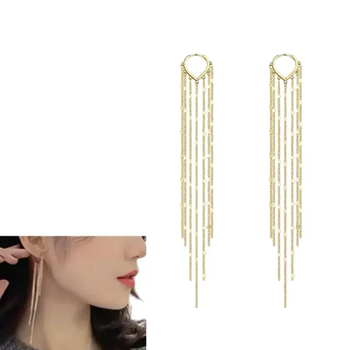Boho Style Long Tassel Threader Earrings for Women – Minimalist & Elegant Chain Dangle Earrings, Hypoallergenic Fashion Jewelry for Party, Prom, Bridal & Daily Wear Gift Accessories