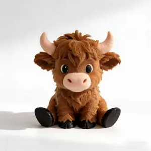 3D Printed Seated Highland Cow Adorable Desk Pet for Office Cuteness Farmhouse Aesthetic Charming Decor Cute Cartoon Figurine for Birthdays Farm Decor Cute Animal Design Decorative Collectible Figurines Cute Desktop Decoration Animal Decorations