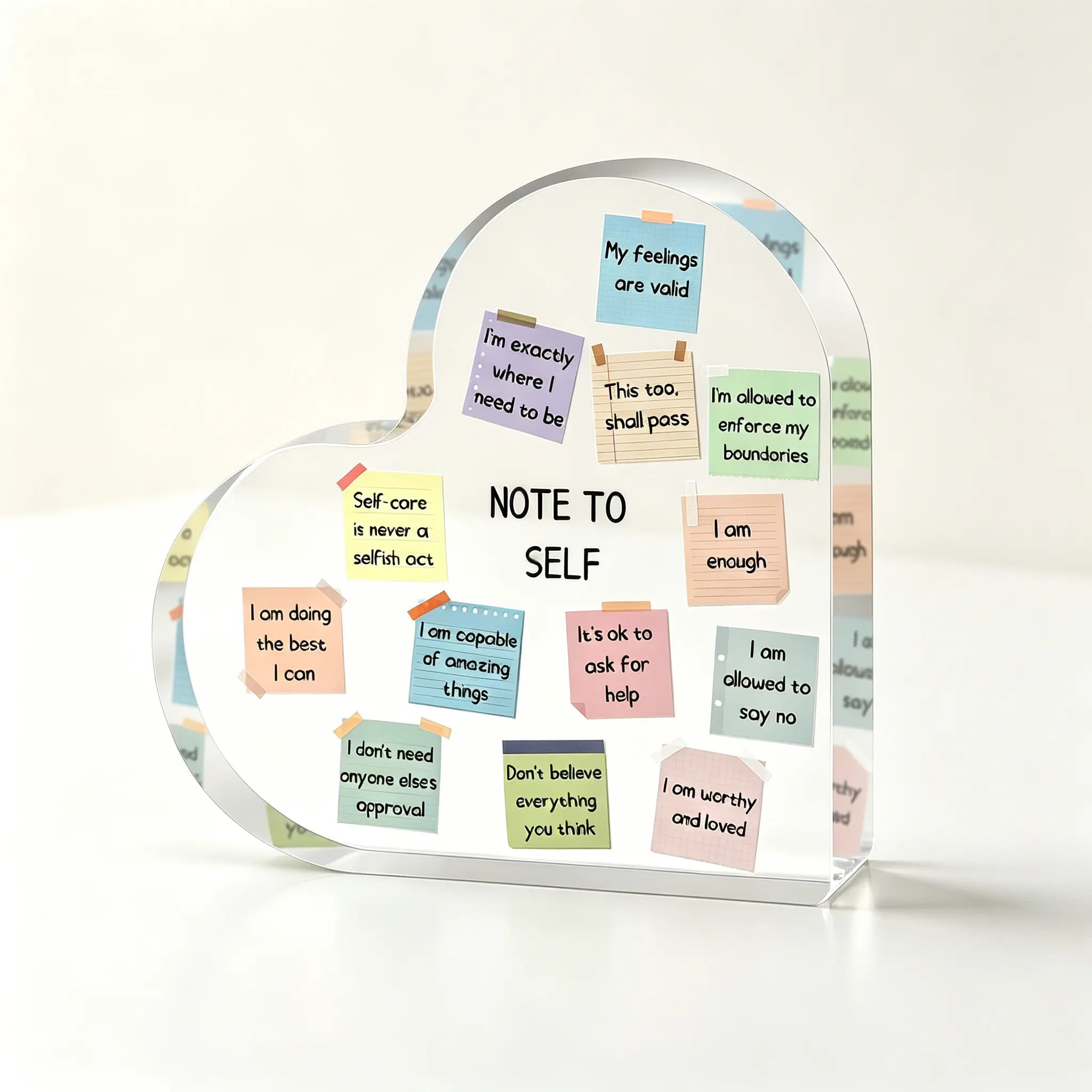 summerwins Heart Shaped Affirmation Acrylic Plaque Sign - Daily Modern Decorations for House Decor Aesthetic, Shelf Home Decor Self-Love Display