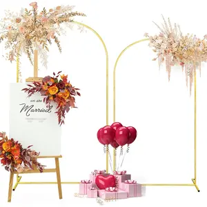 Set of 2 Gold Metal Balloon Arch Stands 7.2FT 6.6FT for Wedding Baby Shower Birthday Garden Party Background Decoration
