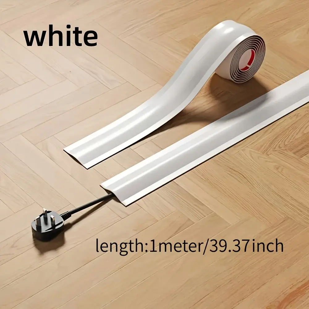 Self-Adhesive PVC Cable Protector Sleeve, 118 Inch Flexible Wire Slot, 5.5 Cm Width, Home Office Dual Use, Desk Management, Safety Guard, Installation