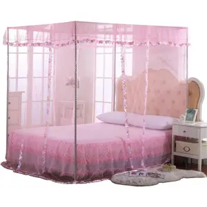 Twin Canopy Bed Curtains - 4 Corner Canopy for Beds, Bed Canopy for Girls Adults, Bedroom Decor (Twin Size, Pink)