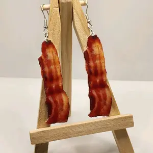 Novelty Bacon Earrings - Lightweight Durable Plastic Hook Earrings for Fashion Jewelry Accessories