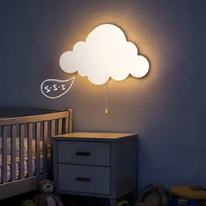 Battery-Powered Hanging Cloud Lamp, Upward Ceiling/wall Mounted Night Light, Adhesive Cloud Ceiling Fixture, Suitable for Bedroom, Nursery Decor