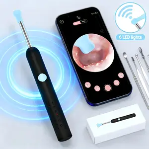 Smart 1080P HD Ear Camera Kit 9 Piece Set for iPhone & Androidh 6-9 Soft Silicone Spoons & Rechargeable Battery Black Safe Wax Removal Tool wit eas year Remover Earwax with Cleaning Stick Ear Cleaning Tools Water-Washable Reusable