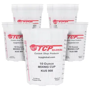 Paint Mixing Cups, 10-Ounce (12 Pack) - Plastic Measuring Cups for Liquids, Automotive Painting, Epoxy Resin, Acrylic Arts, Crafts, Disposable or Reusable, Graduated, Mixing Ratios