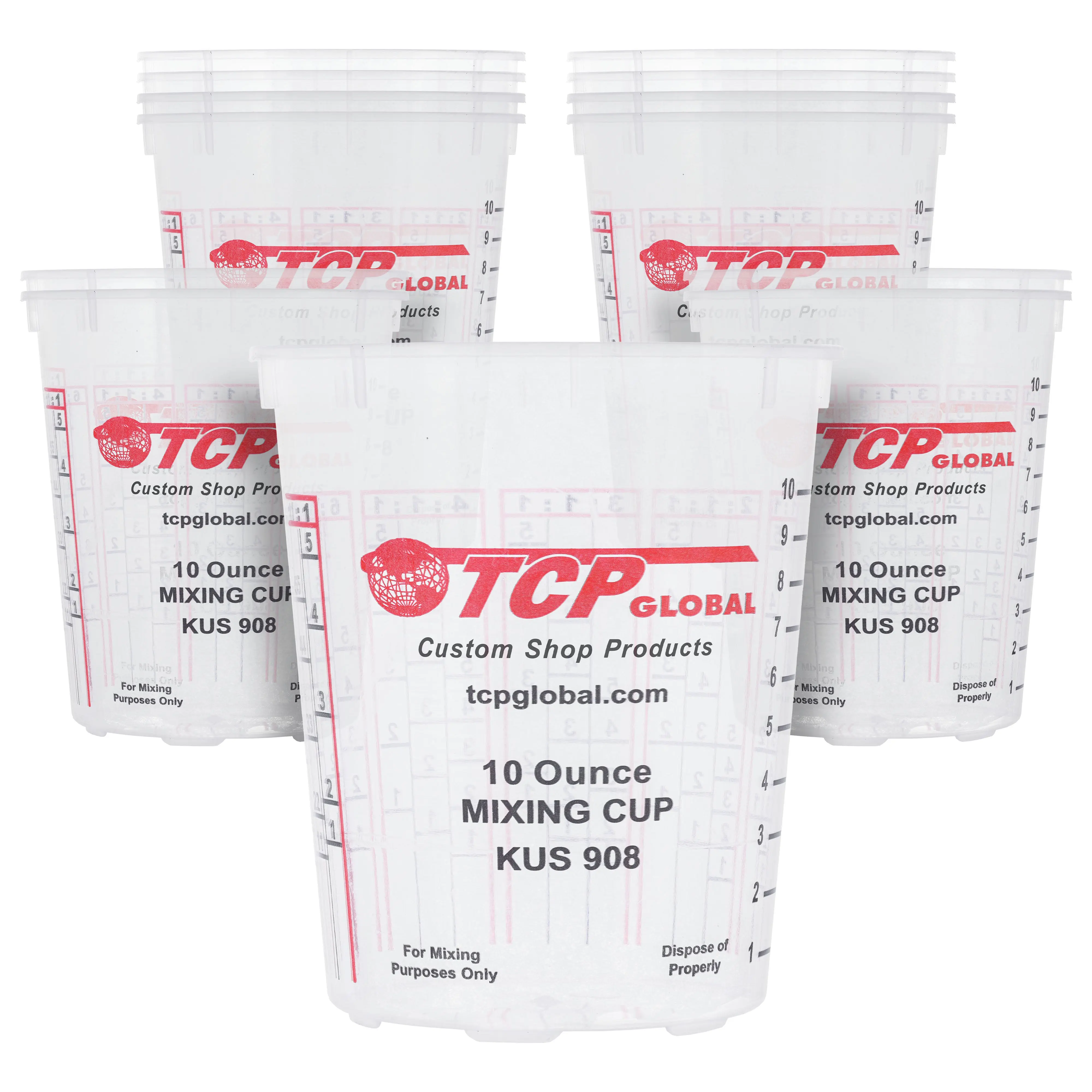Paint Mixing Cups, 10-Ounce (12 Pack) - Plastic Measuring Cups for Liquids, Automotive Painting, Epoxy Resin, Acrylic Arts, Crafts, Disposable or Reusable, Graduated, Mixing Ratios