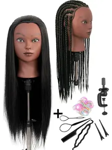 Mannequin Head with Hair for Braiding, 26 Inch Practice Hair Mannequin Head, Hairstyling Training Manikin Doll, Ideal for Styling Practice