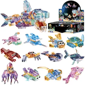 EFFUN 12-Box Marine Animal Building Blocks Set – Mini Ocean Creatures for Party Favors, Goodie Bags, Classroom Prizes & Birthday Gifts (12-in-1, Choking Hazard Warning)