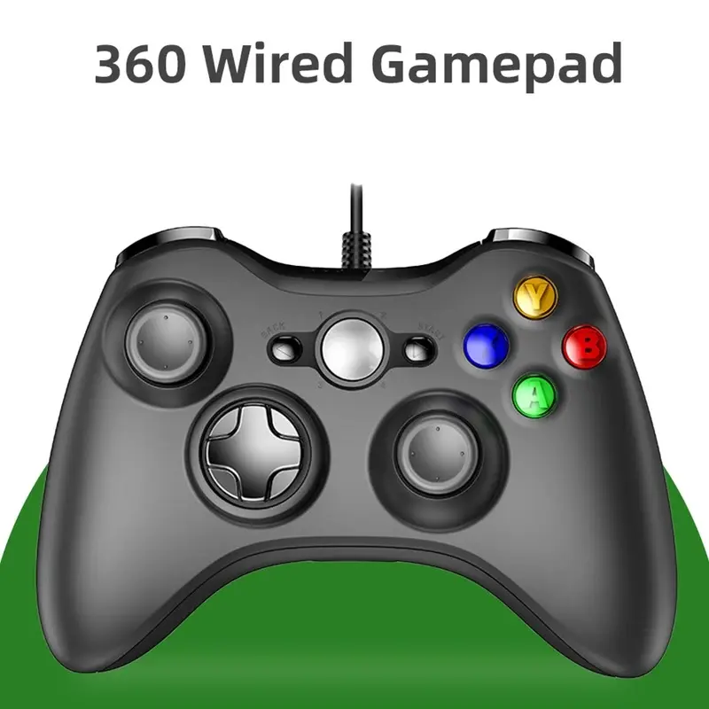 360 Wired Gamepad, PC Wired Game Controller Supports Steam and Can Adapt to Win7/8/10/11, Supports 360 Slim, Built-in Motor