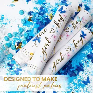 2pcs Butterfly Fireworks Tubes, Gender Reveal, Baby Birthday, Anniversary, Wedding, Party Supplies, Blue Petals, Confetti, Perfect for Photography