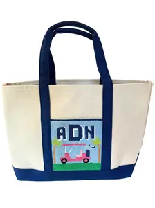 Monogram Needlepoint Golf Tote Bag