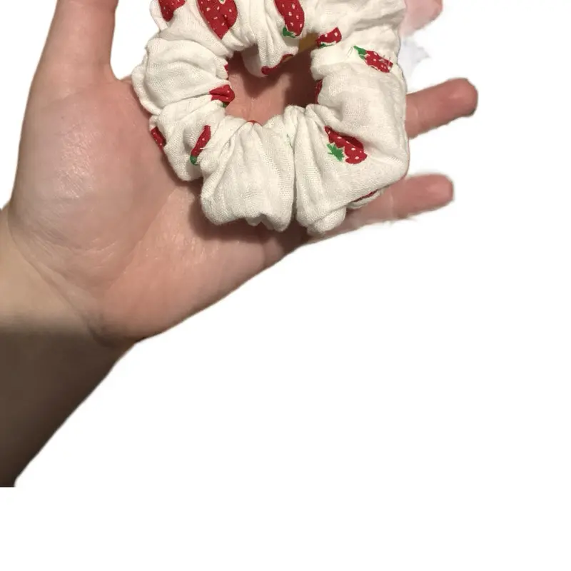 Strawberry Scrunchie, Unisex-Female Elastic Hair Accessory, Hair Rubber Bands, Fashion Hairpiece