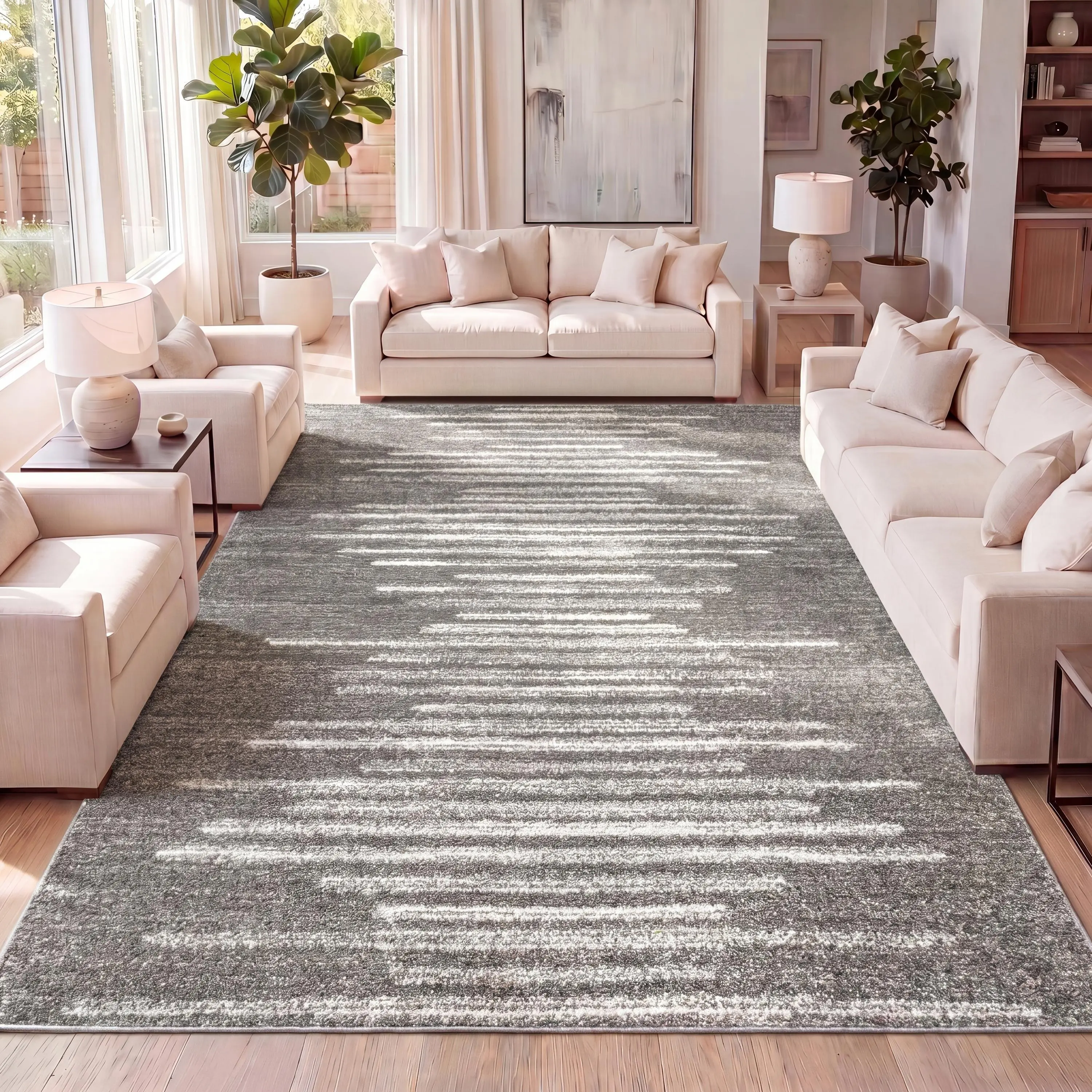 JONATHAN Y Aya Berber Stripe Geometric Indoor Area Rug; for Living Room, Kitchen, Bedroom, Dining Room, Office