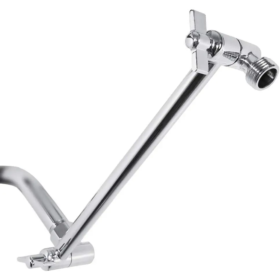 Adjustable Shower Arm Universal Connection, Extension Arm, Adjust Angle to Upgrade Shower Experience, Easy to Install, Anti-leak (11 Inch, Chrome Finish)