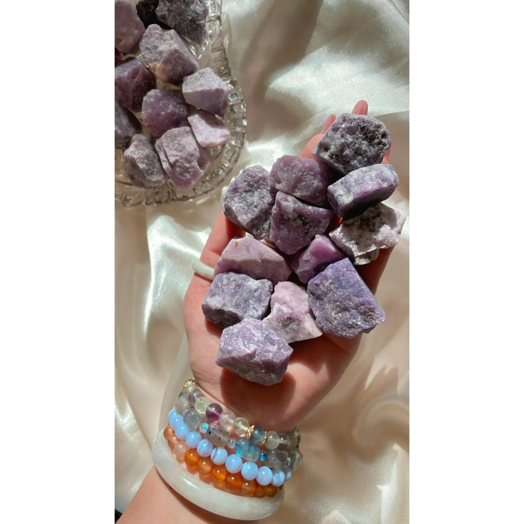 Beautiful purple lepidolite raw chunks
