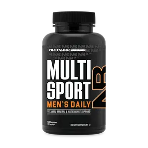NUTRABIO MultiSport Natural Dietary Vitamin Supplement for Men - 120 VegCaps, Chelated Min., Energy Boost, Fitness Support, Prop 65 Safe Capsules (TikTok Mention)