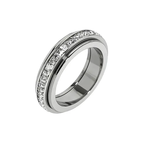 Women's Titanium Steel Anti-Anxiety Rings - Cubic Zirconia Stress Relief Jewelry, Hypoallergenic, Comfort Fit, Size 5-12, Does Not Fade, Anti Anxiety Jewelry, Unisex Engagement & Wedding Gift Idea