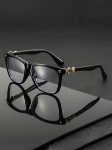 Vintage Literary Personalized Flat Lens Glasses, Trendy Large Frame Unisex Blue Light Blocking Eyewear, All Season Casual Style, Stylish Square Frames, Stylish Protective Glasses, Trendy Vintage Eyeglasses, Classic Square Frame