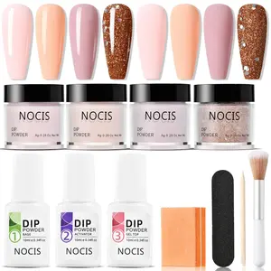 4 Colors Nail Dipping Powder Set Nail Art Starter Kit Dip Powder Fast-drying No UV/LED Nail Lamp Needed with Base Top Coat Activator for Home DIY Salon Nail Art Nail Care Manicure Cosmetic