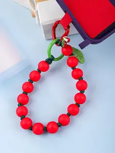 Vibrant Multi-Color Silicone Beaded Phone Wrist Strap, Knotted Anti-Lost Lanyard, Detachable Clasp, Universal Phone Case Charm Accessories for Women
