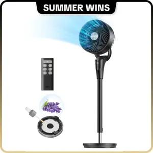 SummerWins|DREO Bedroom Fan, 2026 Upgraded, 90ft Airflow, 20dB Quiet, 90° Oscillating Standing Fan for Whole Room, DC Motor, 8+ Speeds, 3 Modes, 38-42" Adjustable Height, 8H Timer, 105° Manual Vertical Tilt