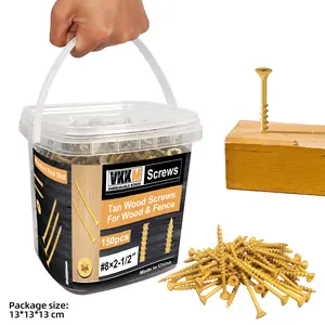 Deck wood screws, outdoor self-tapping screws, with external epoxy coating for rust prevention, equipped with T25-Torx drive bits, #8#9 Torx countersunk head screws, suitable for building heavy-duty structures