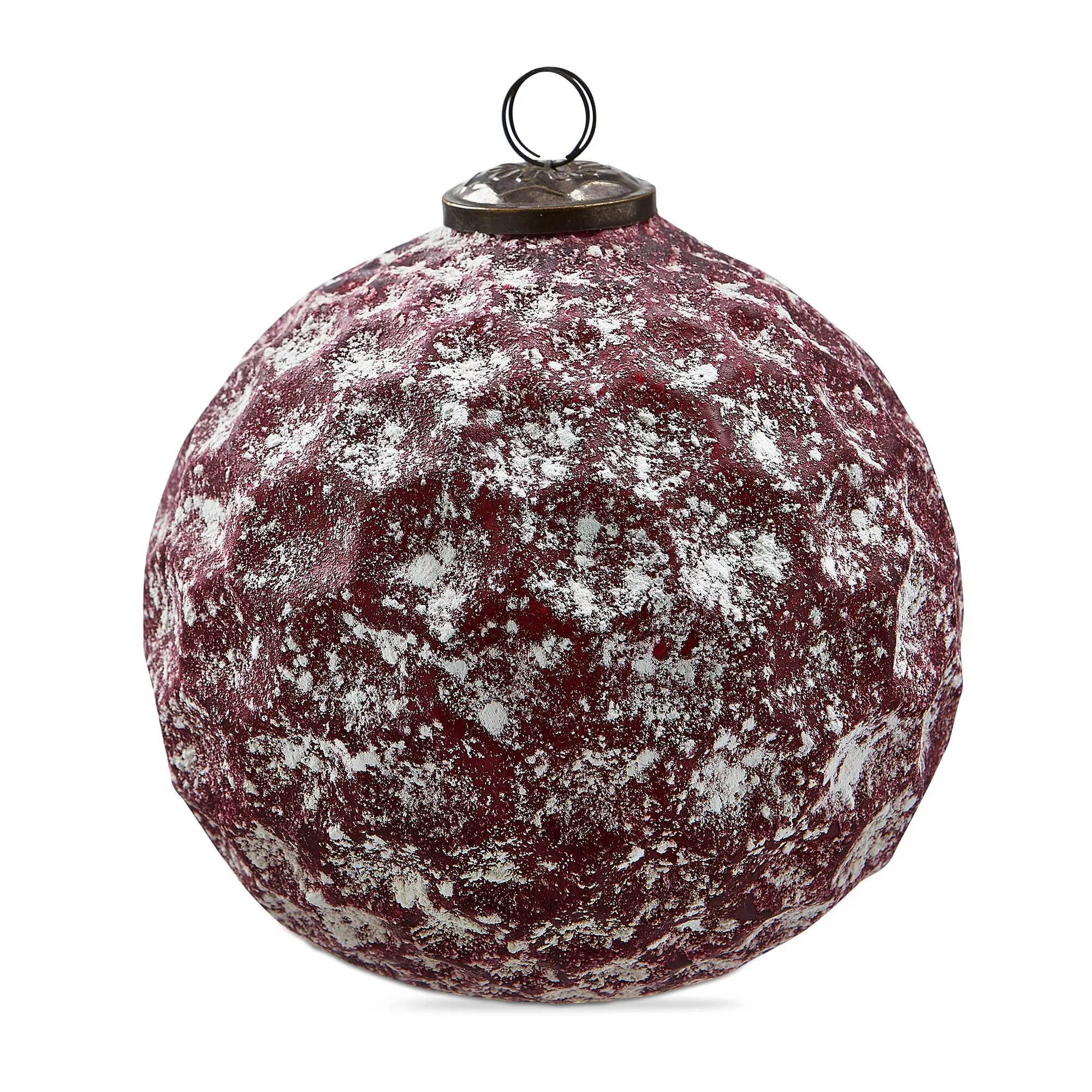 Antiqued Honeycomb Ornament 6 In Red Glass Christmas